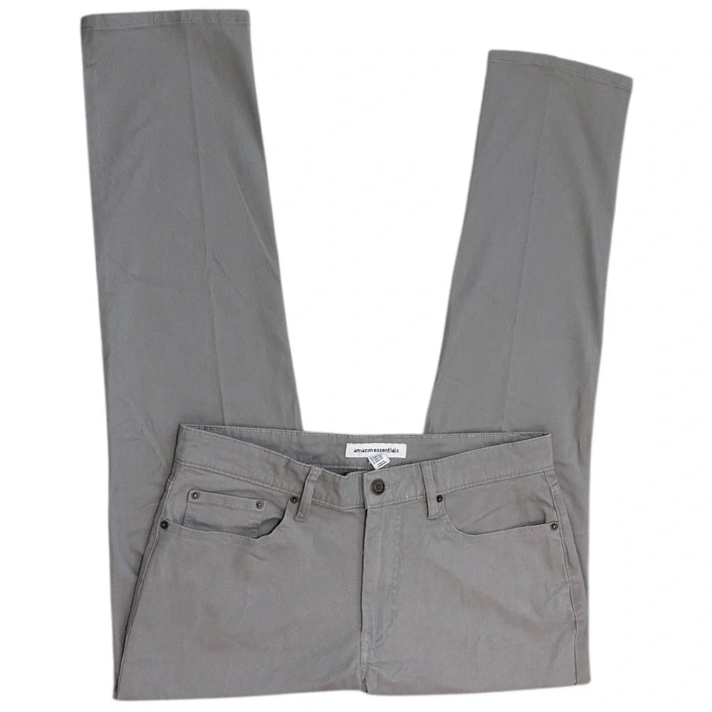 New Men’s Gray Slim 5 Pocket Stretch Twill Pants Size 34x31
